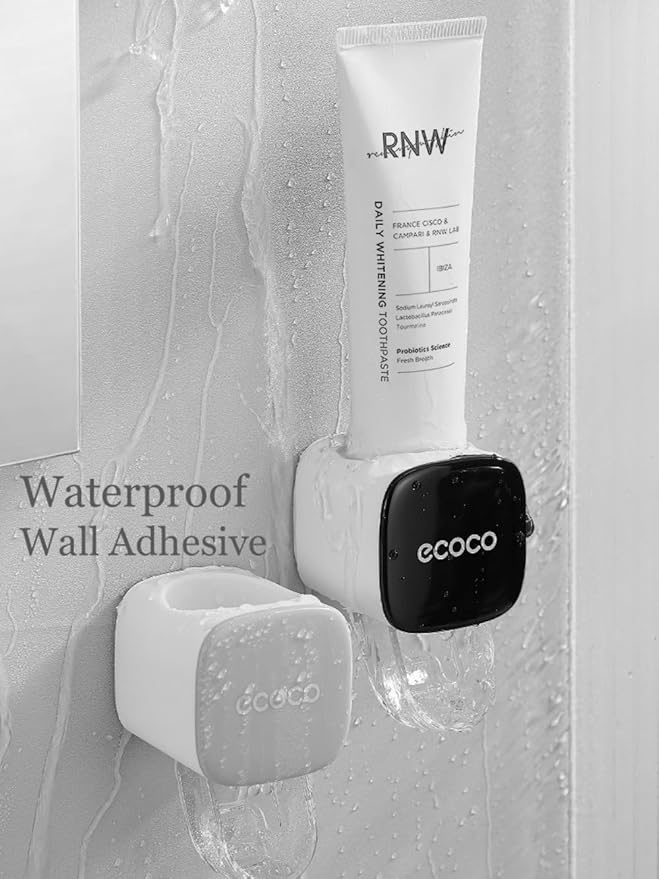 2 Pcs Toothpaste Dispensers Semi-Automatic Toothpaste Hands Free Squeezer Holder for Kids and Adults, Self-Adhesive Sticker Wall Mount Toothpaste Squeezer for Family Bathroom