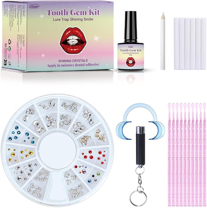 Tpyag Tooth Gem Kit, DIY Crystals Jewelry Kit Teeth Gems Kit, Professional Fashionable Tooth Gems Kit for Teeth, Teeth Jewelry Starter kit, Safe & Easy Application - Long Lasting Sparkle