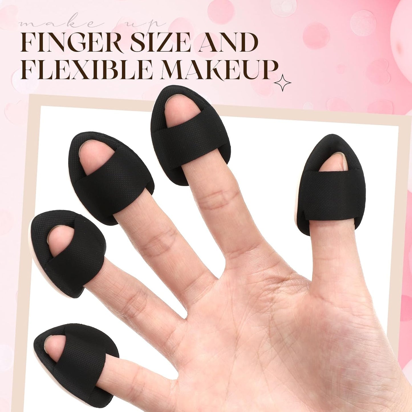 72 Pcs Finger Powder Puff Mini Makeup Sponge Soft Beauty Makeup Blender Puff for Foundation, Face Powder, Under Eye Setting, Concealer, Repair Cream, Cosmetic Tool (Black)