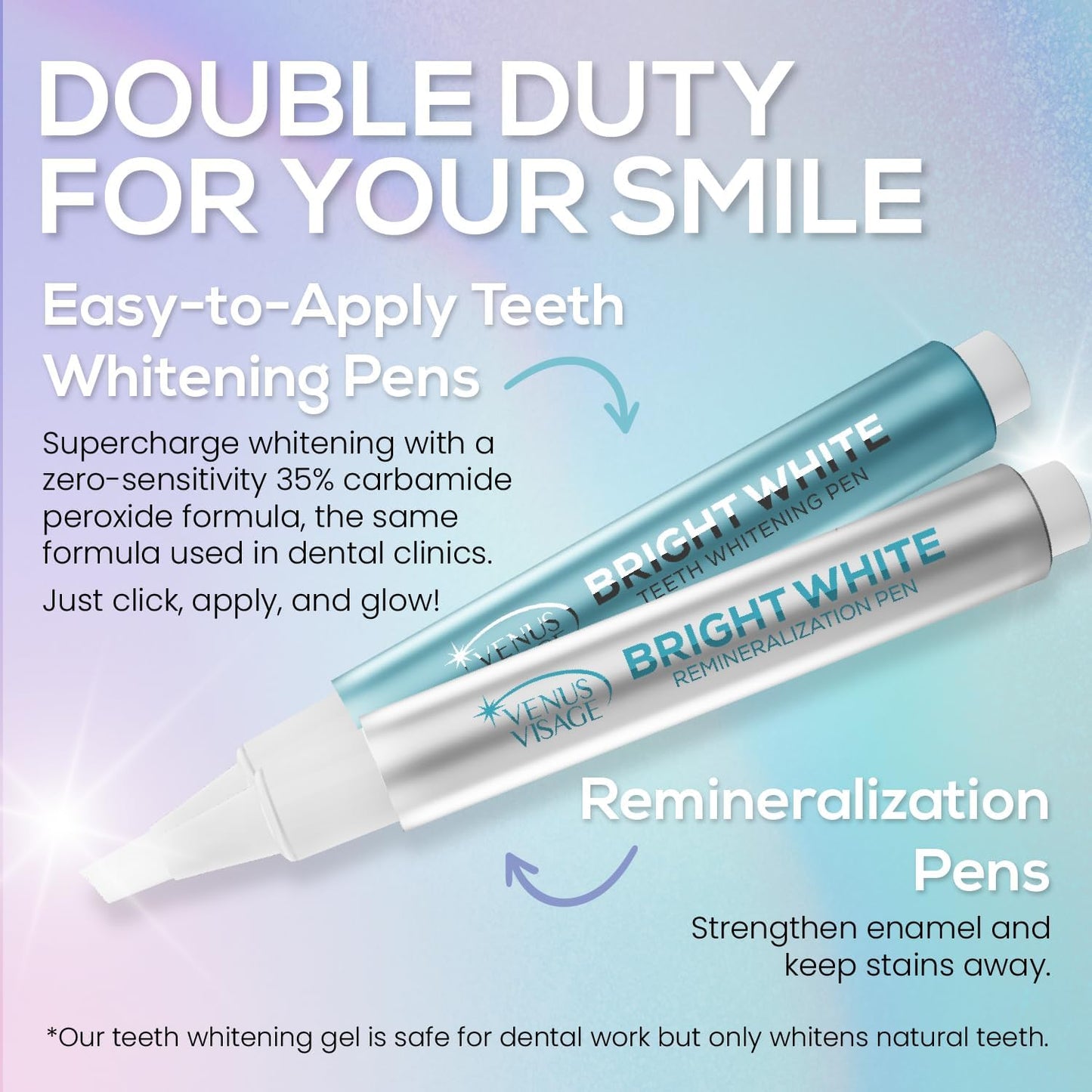 Venus Visage Teeth Whitening Kit with LED Light Device - Includes 3 Carbamide Peroxide Gel Pens, Teeth Whitening Trays & Remineralization Pens - 16 Min Non Sensitive
