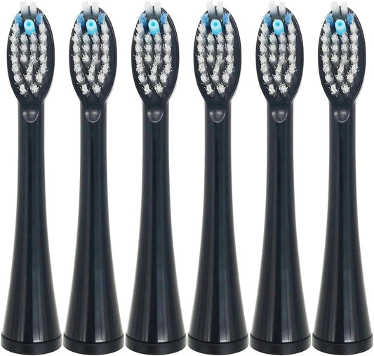 SF-03W Replacement Heads fit for Waterpik Sonic Fushion SF-02W, SF-01W, SF-04, with Brush Head Cover 6 PCS, Black