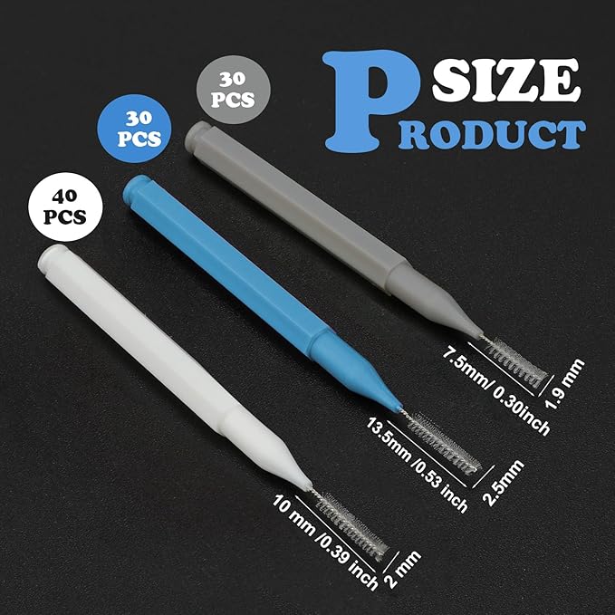 Patelai 100 Pieces Braces Brush for Cleaner Interdental Brush Toothpick Dental Tooth Flossing Head Oral Dental Hygiene Flosser Toothpick Cleaners Tooth Cleaning Tool(Blue, Grey, White,Various Sizes)