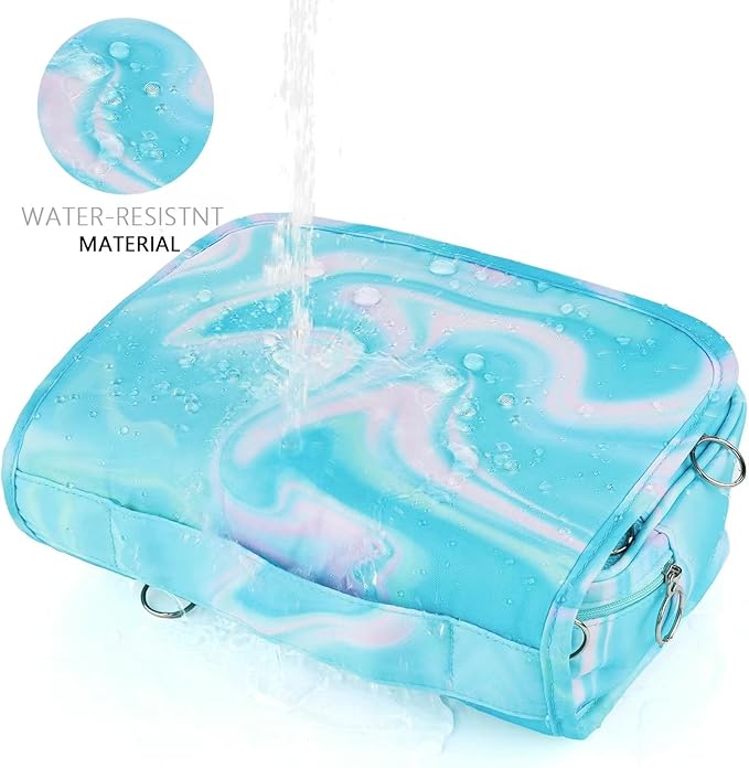 Teal Hanging Toiletry Bag for Girls, Travel Toiletry Bag for Teen Girls Cosmetic Makeup Waterproof Wash Bag Traveling Toiletries, Green