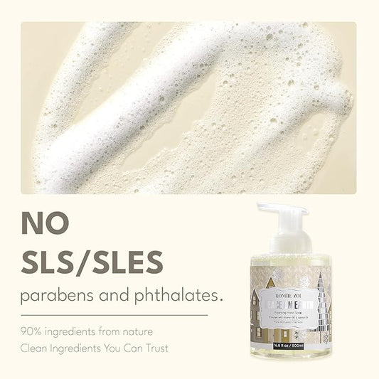 ROMIIE ZOI Christmas Foaming Hand Soap with Gift Box- Peace of Earth Design, Cozy Cypress Scented - Holiday Bathroom Soap for Winter Home Decor, Stocking Stuffer, and Gift – 500ml / 16.8oz