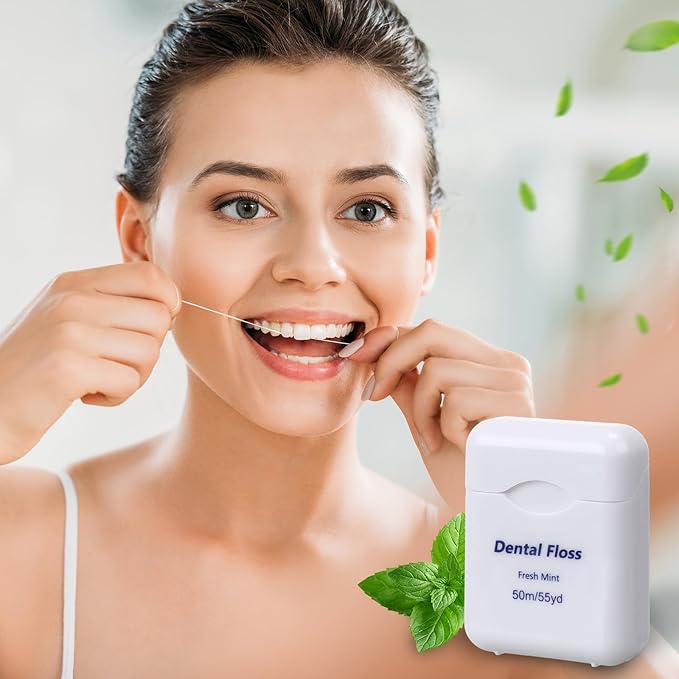 Mimorou 96 Pack Dental Floss Bulk Mint Flavored Floss 50m Each Travel Dental Oral Care for Teeth and Gum Protection(White)