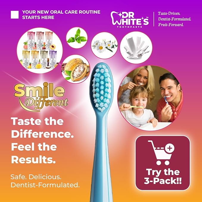 Dr. White’s Fluoride-Free nHA Toothpaste 3-Pack; Dentist-Formulated, Nano Hydroxyapatite + Xylitol, Sensitivity Relief Complex™, Mint-Free, Enamel Safe, Swallow-Safe (3.5 Oz, Guava Glow)