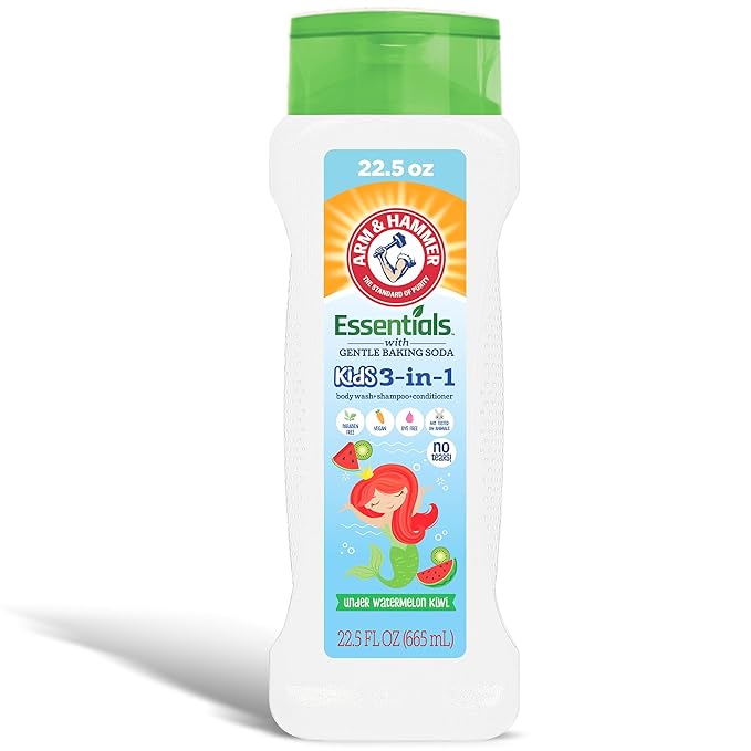Arm & Hammer Essentials 3-in-1 Kids Watermelon Kiwi Shampoo, Conditioner and Non-Toxic Body Wash - 22.5oz