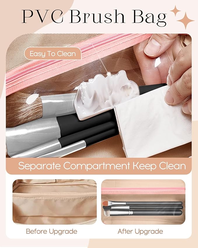 Bistup Makeup Bag Travel Cosmetic Bag Toiletry Make Up Bags Cute Women Large Capacity Big Medium Leather Strawberry Portable Teen Girls Teenage Kawaii Foldable Expandable Compact Open Flat Zip