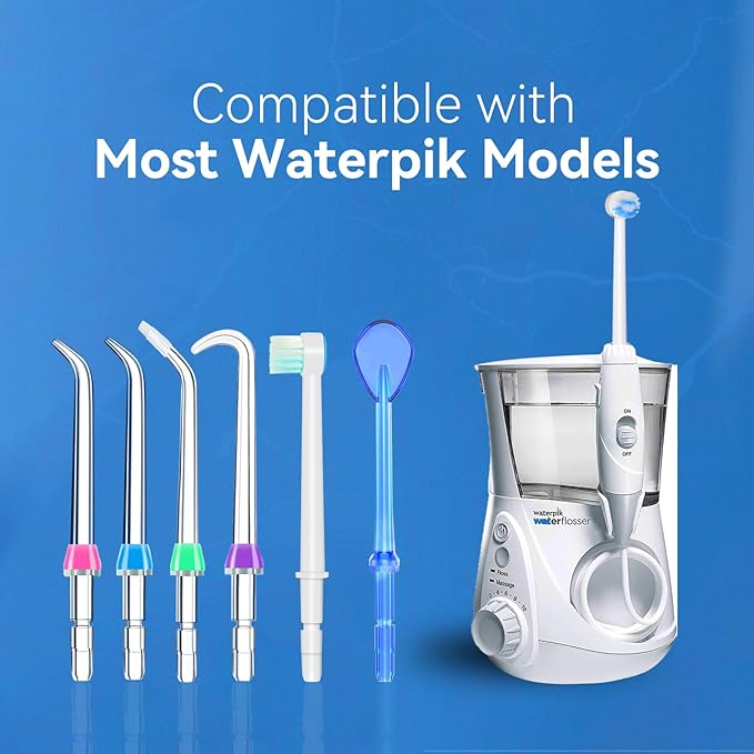 Replacement Heads for Waterpik, Water Flosser Replacement Heads Parts for Waterpik Oral Irrigator, 6 Tips Different & Storage Case Bundle