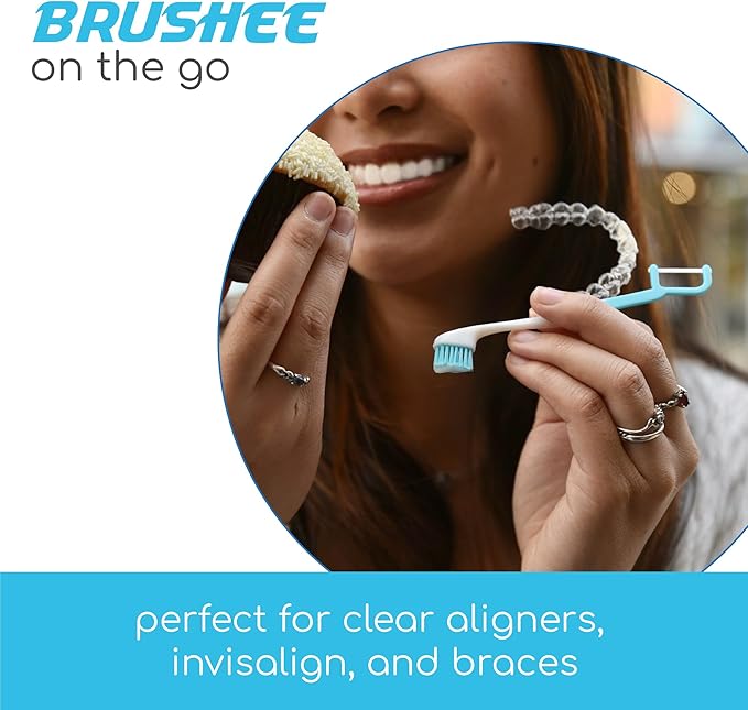 Brushee The Evolution Oral Care Whitening | Prepasted On-The-Go Whitening Toothbrushes | 4-in-1 (Paste + Brush + Floss + Pick) | Individually Wrapped | Disposable | Travel Toothbrushes (Pack of 36)