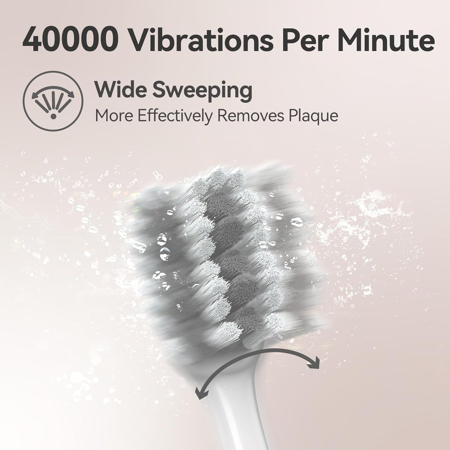 SEAGO Electric Toothbrush for Adults with Pressure Sensor, Sonic Toothbrushes Holder Wall Mounted, 60 Days Battery Life, 5 Cleaning Modes, 8 Replacement Heads, Timer & IPX7 Waterproof (Beige, Middle)