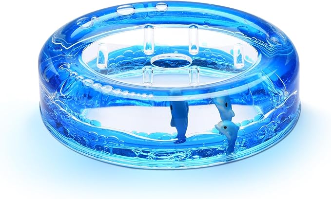 Locco Decor 5 Piece Acrylic Liquid 3D Floating Motion Bathroom Vanity Accessory Set Ocean Cartoon Animal Theme Dolphin Toothbrush Holder, Tumbler, Soap Dispenser, Soap Dish, Toiletbrush Holder Set