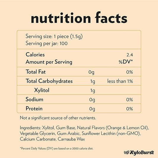 XyloBurst Gum | Xylitol Chewing Gum | Sugar Free, Gluten Free, Keto Friendly | Aspartame Free Gum For Oral Health | Fruit | 100-Count Jar