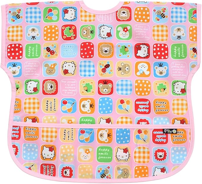 Long Sleeve Waterproof Bib for Toddlers – Soft Feeding Smock for Baby Mealtime, Self-Feeding,BPA-Free, Easy Clean