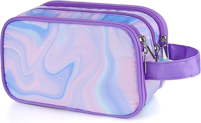 Purple Toiletry Bag for Girls, Travel Toiletry Bag for Teen Girls Cosmetic Bag Makeup Bag Waterproof Hanging Wash Bag Kids Toiletries