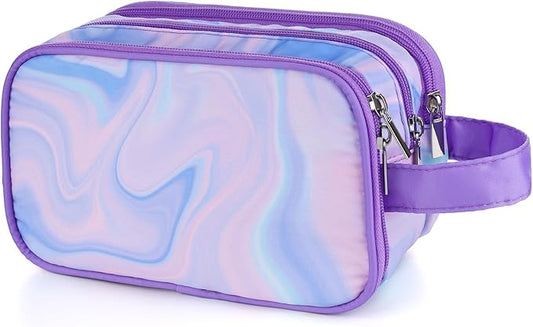 Purple Toiletry Bag for Girls, Travel Toiletry Bag for Teen Girls Cosmetic Bag Makeup Bag Waterproof Hanging Wash Bag Kids Toiletries