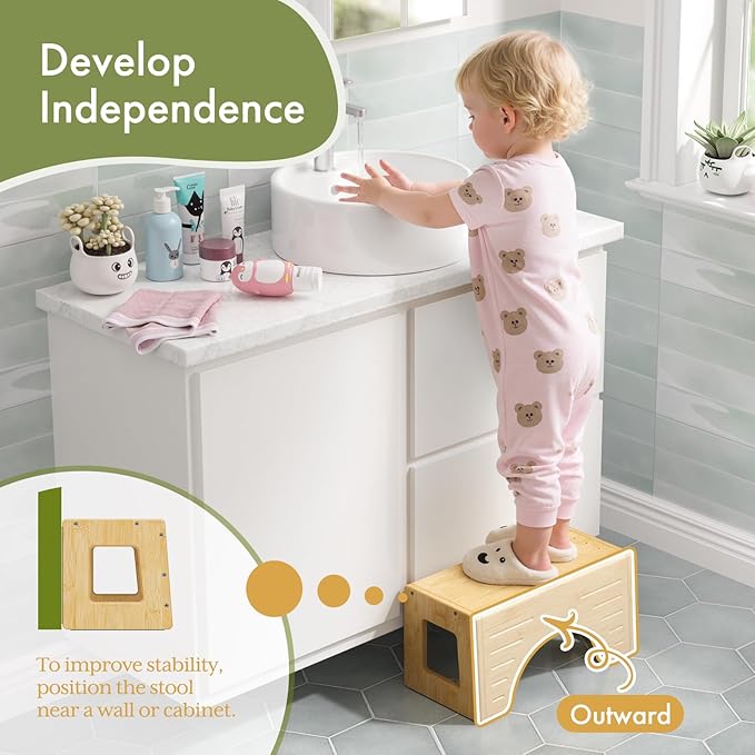 AmazerBath Toilet Stool for Toddler Potty Training, Non-Slip Baby & Kids Potty Step Stool for Bathroom Sink, Kitchen Counter, Bedroom, Closet, 7"