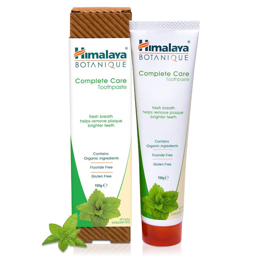 Himalaya Botanique Complete Care Toothpaste with Xylitol and Neem, Mint Flavor - Fluoride Free Toothpaste for Clean Teeth & Fresh Breath - Vegan, Gluten Free, No Artificial Flavors or Colors, 5.29 oz