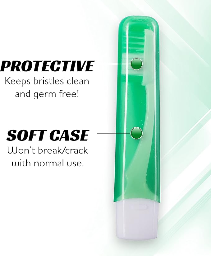 Lingito Mini Travel Toothbrushes with Cover - 3 Pack Firm, Portable, Adults Camping Toothbrush Kit