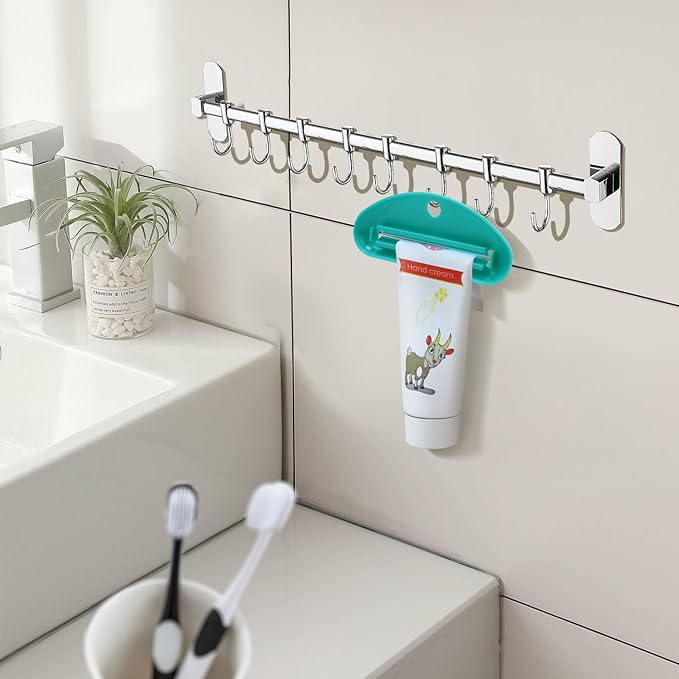 5Pcs Plastic Tooth Paste Tube Squeezer Dispenser, Hanging Roller Tube Squeezer Holder for Saving Toothpaste Creams, Facial Cleanser and Paint, Kid-Friendly Bathroom Accessory (Opaque)