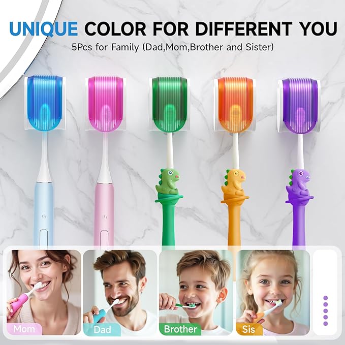 Toothbrush Holders for Bathrooms【Upgrade Single Slot Design】 Toothbrush Holder Wall Mounted with Cover Moisture-Proof and Dust-Proof Toothbrush Storage Organizer for Shower Family and Travel 5PCS