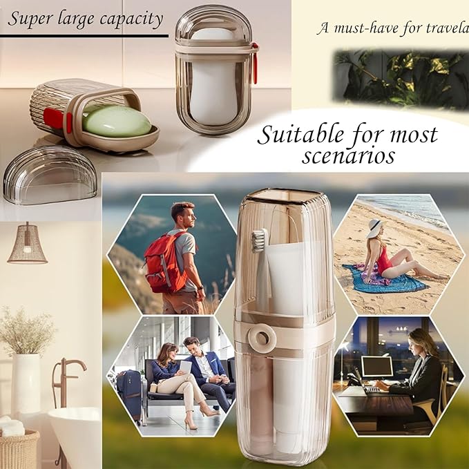 Toothbrush Travel Case, Portable Travel Box with Sealed Lid Design, Soap Container for Traveling, Portable Bar Soap Case for Shower Bath Bathroom Household Supplies