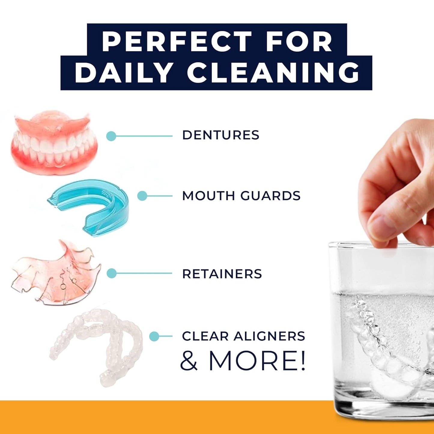 Retainer Cleaner Tablets 120 - Invisalign Cleaner - Denture Cleaner. Efferdent Retainer Cleaner Tablets, Night Guard, Mouth Guards, Aligners & Dental Appliance Cleaner - 4 Month Supply.