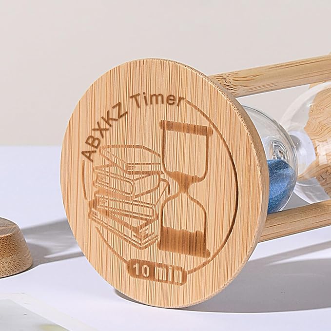Wood Sand Timer, 10 Minute Sandglass Timer, Bamboo Hourglass 10 Min, Unique Sand Clock, Sand Watch, Unbreakable Sandglass Blue