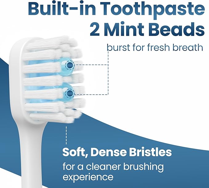 Pinkart Mini Disposable Toothbrushes with Toothpaste, Pre-Pasted Travel Toothbrush with 2 Mint Beads, Individually Wrapped Single-Use Toothbrush for On-The-Go & Travel (96 Count)