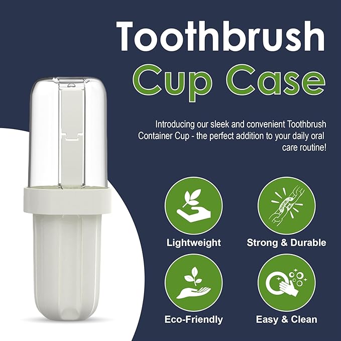 Toothbrush Travel Case, 2-in-1 Portable Toothbrush Holder with Leak-Proof Tray and Rinse Cup with Handle for Travel, Camping, Gym, and Outdoor Use