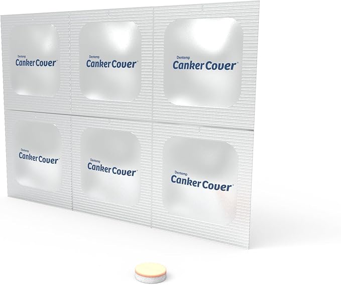 Dentemp Canker Cover - Canker Sore Medicine Pain Reliever (6 Counts) - Canker Sore Treatment to Relieve Canker Pain, Mouth Sores & Mouth Irritation - Fast Acting Canker Sore Relief Tablets for Adults