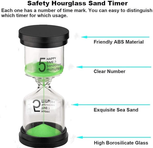 SuLiao 5 Minute Hourglass: Green Sand Clcok Timer, Colorful Sand Watch 5 Min, Plastic Reloj De Arena 5 Minutos, Large Hour Glass Sandglass for Toddler, Kitchen, Games, Classroom, Decor