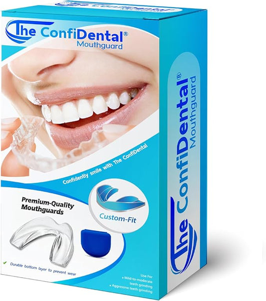 The ConfiDental - Pack of 4 Moldable Mouth Guard for Teeth Grinding Clenching Bruxism, Sport Athletic, Whitening Tray, Including 2 Regular and 2 Heavy Duty Guard (2 (LLL) Regular 2 (II) Heavy Duty)