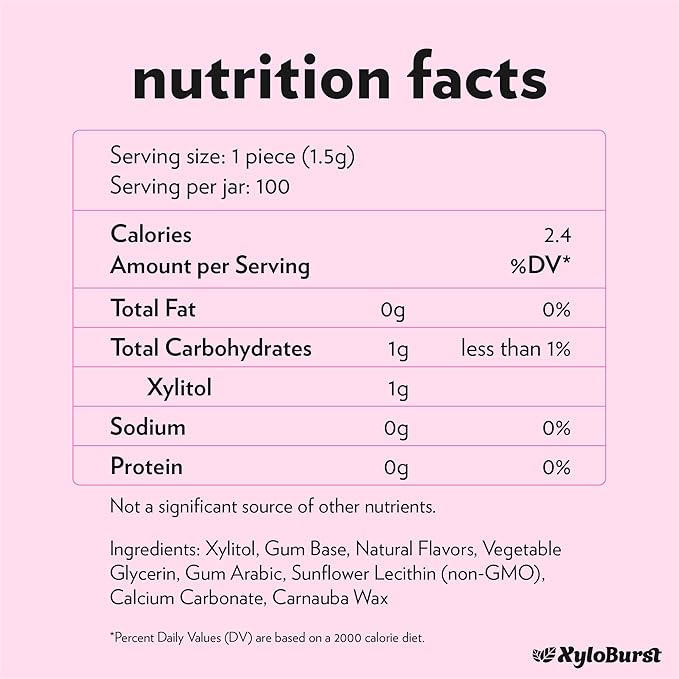 XyloBurst Gum | Xylitol Chewing Gum | Sugar Free, Gluten Free, Keto Friendly | Aspartame Free Gum For Oral Health | Bubble Gum | 100-Count Jar