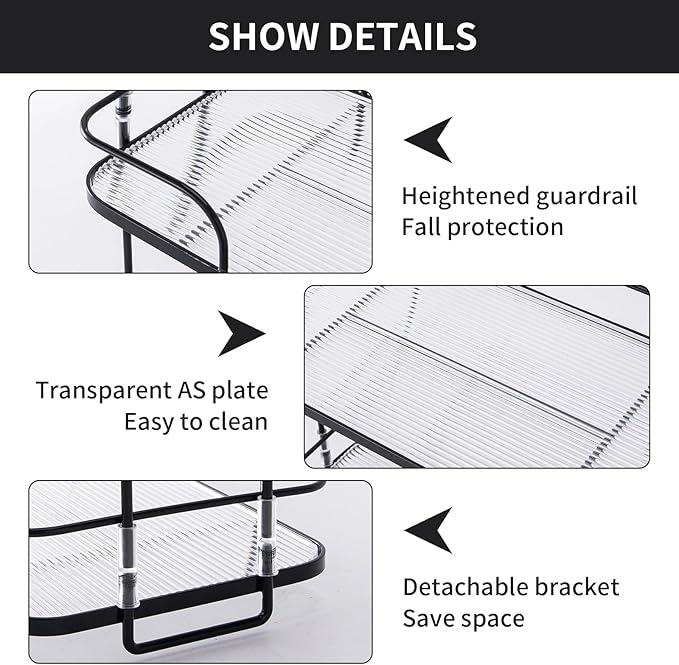 2 Tier Corner Bathroom Counter Organizer, Cosmetic Skincare Organizer, Bathroom Countertop Perfume Tray Vanity Organizer, Kitchen Spice Corner Storage Shelf