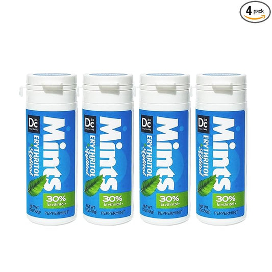 DC24 DAILY CARE Xylitol Mints,No Aspartame Sugar Free Mints,Low-Calorie with Erythritol, Breath Mints Dry Mouth Diabetic Friendly,Peppermint 30 Pieces (Pack of 4)