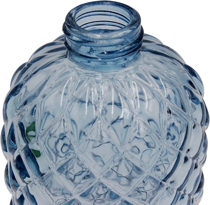 16 oz Diamond Pattern Glass Soap Dispenser, Kitchen and Bathroom Refillable Soap Dispenser with Rust Resistant Stainless Steel Pump for Hand Soap, Lotion Glass Liquid Dispenser(Blue - 2 Pack)