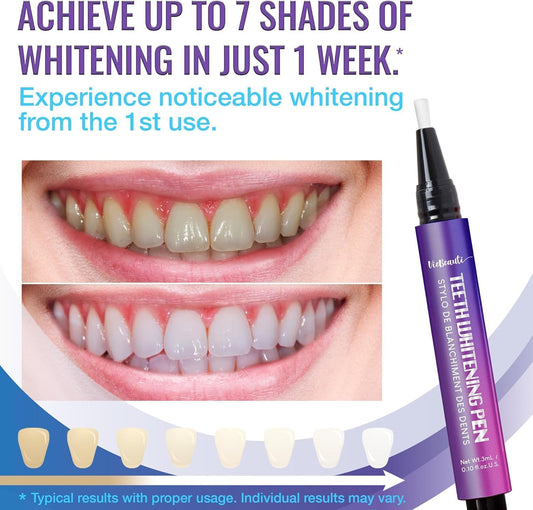 Viebeauti Teeth Whitening Pen Gel: Tooth Whitener with Carbamide Peroxide for Sensitive Teeth - Professional Dental Stain Remover for an Instant Bright Smile 0.2 Fl Oz