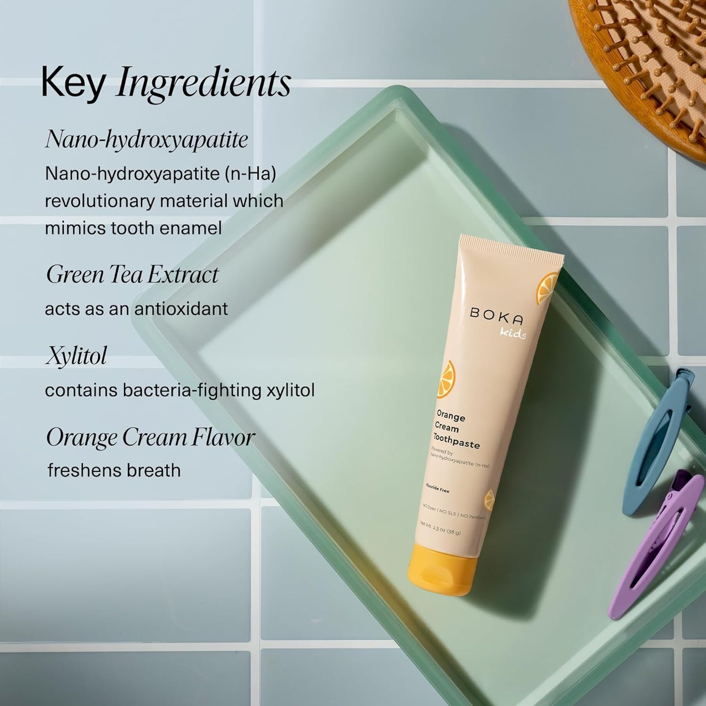 Boka Fluoride Free Toothpaste Nano Hydroxyapatite Toothpaste - Orange Cream Flavor, 1.3 oz 2pk US Manufactured