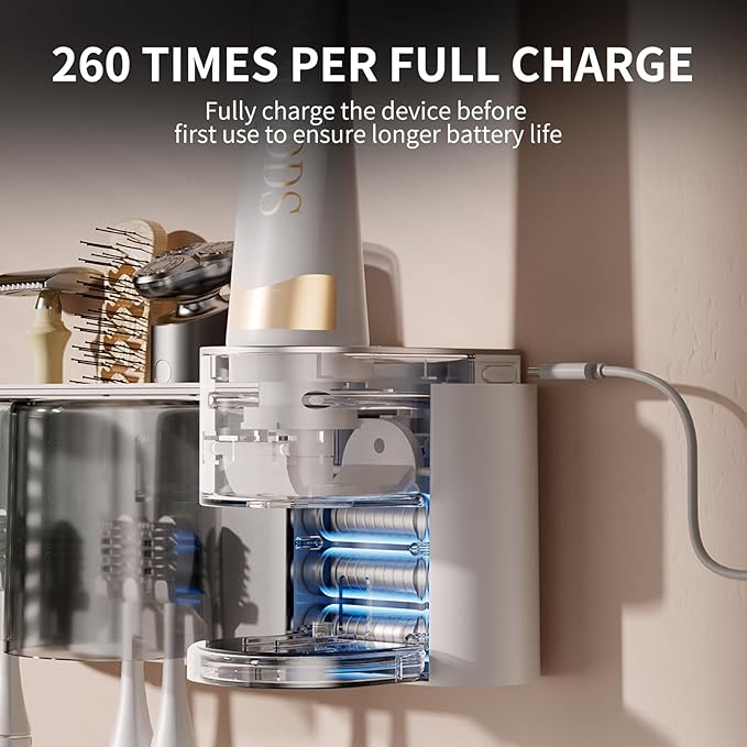 Automatic Toothpaste Dispenser Wall Mounted: 2 Cups Toothbrush Holders White Electric 6 Adjustable Levels Auto Toothpaste Squeezer Smart Rechargeable Touchless for Kids Adults - Bathroom