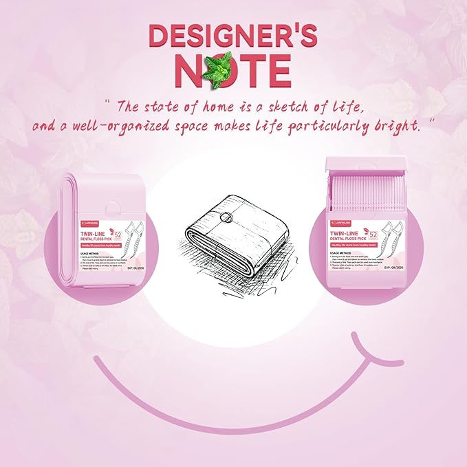 Travel Dental Floss Picks, 3 Cases with 156 Count Mint Flavor Twin-Line Dental Flosser, Portable Floss Case, Portable Floss Dispenser, Travel Floss Sticks for Adults (Pink)