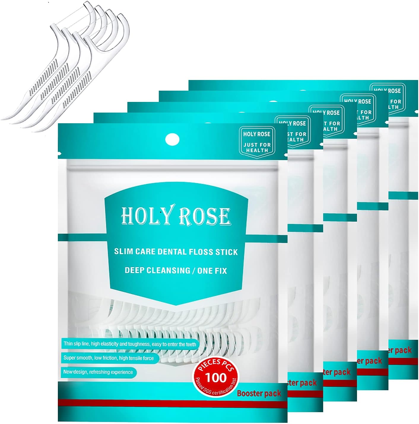 Dental Floss Picks 500 Count，Floss Sticks,Refill Bagged Flosser Toothpicks,High Elasticity,Unflavored,Re-Seal The Flossing Bag Suitable for Daily Cleaning of Teeth.