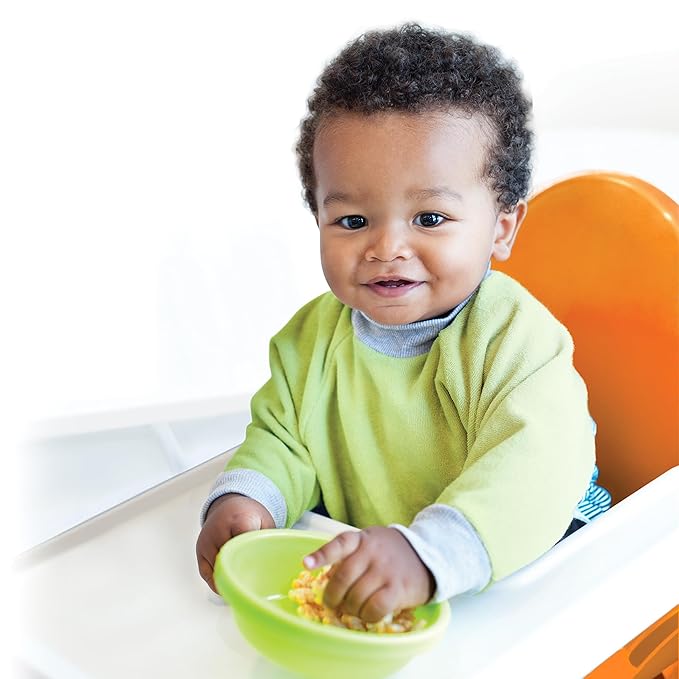 Kiddologic Bibit-all Baby Feeding Bib, Long Sleeves with Ribbed Cuffs and High Collar, Stretchy Pullover Smock, Soft Absorbent Terry, Waterproof Lining, Unisex Toddler 12-36 Months, Fresh Lime (Green)