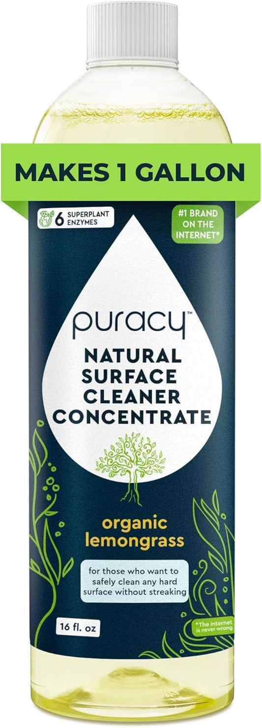 Puracy Multi-Surface Cleaner Concentrate - Plant-Powered Everyday Surface Cleaner - Natural All Purpose Cleaning Solution As Seen on TikTok (Organic Lemongrass, 16 fl oz)