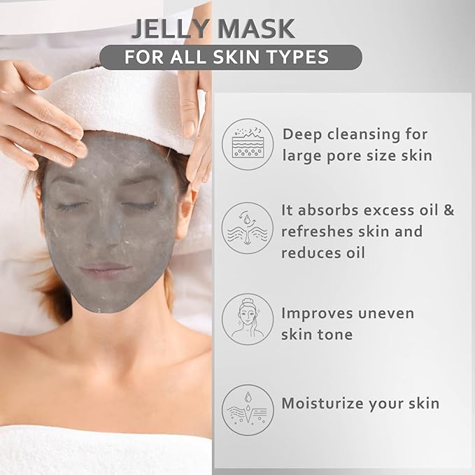 Jelly Mask Powder for Facials,Bamboo Charcoal Jelly Mask for Facials Professional,Hydro jelly Mask,Peel Off Jelly Face Masks for Deep Pore Cleansing DIY SPA 23 FL OZ Mask Powder