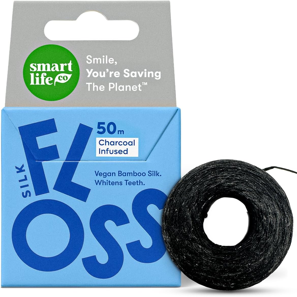 Vegan Bamboo Silk Floss - Pure Plastic Free Woven Dental Floss Thread | Zero Waste Eco-Friendly Oral Care | Natural PFA Free String for Adults & Kids Tight Teeth | Soft Easy Glide - Mint 55yds