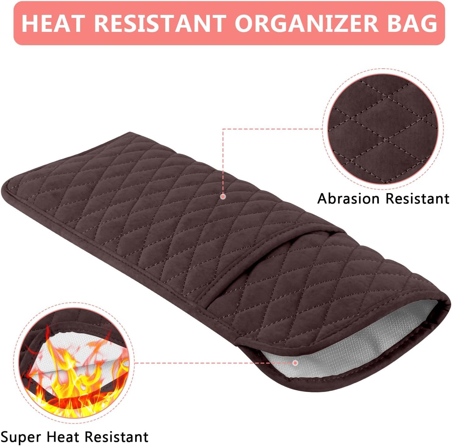 Heat Resistant Hair Tools Organizer Bag Portable Travel Storage Cover Case for Hair Straighteners, Curling Irons, Flat Irons and Hot Styling Tools(13.8" x 5.5")