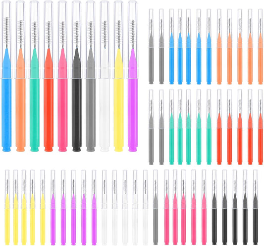 200 Pcs Interdental Brushes, 6 Sizes Braces Flossers for Cleaner Braces Brush Soft Dental Brushes Toothpicks Dental Floss Picks Dental for Braces Oral Cleaning(10 Colors)