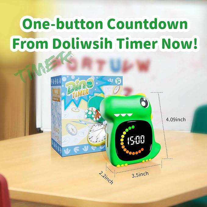 Visual Timer for Kids Dinasour Shape Toddler Timer LED Digital Timer for Classroom