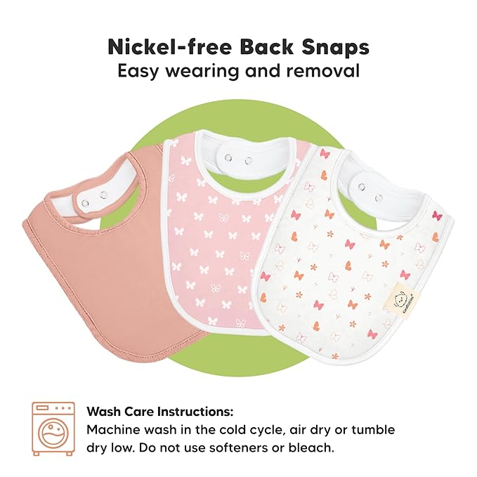 8-Pack Organic Baby Bibs for Boys, Girls - Soft Cotton Drooling and Teething Bibs for Baby Girl & Boy, Extra Absorbent, Easy To Clean & Put On for Toddler, Newborn, Infant 0-24 Months (Butterflies)